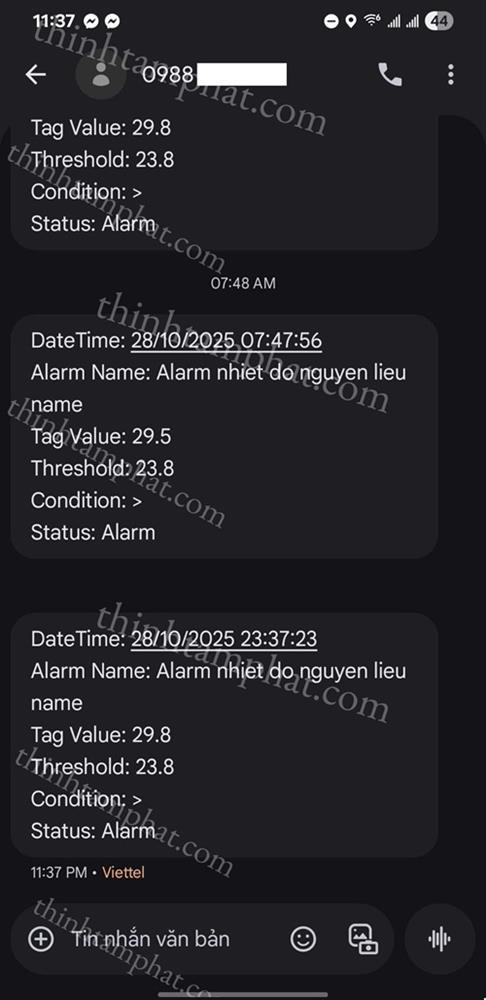 cảnh báo nhiệt độ qua sms